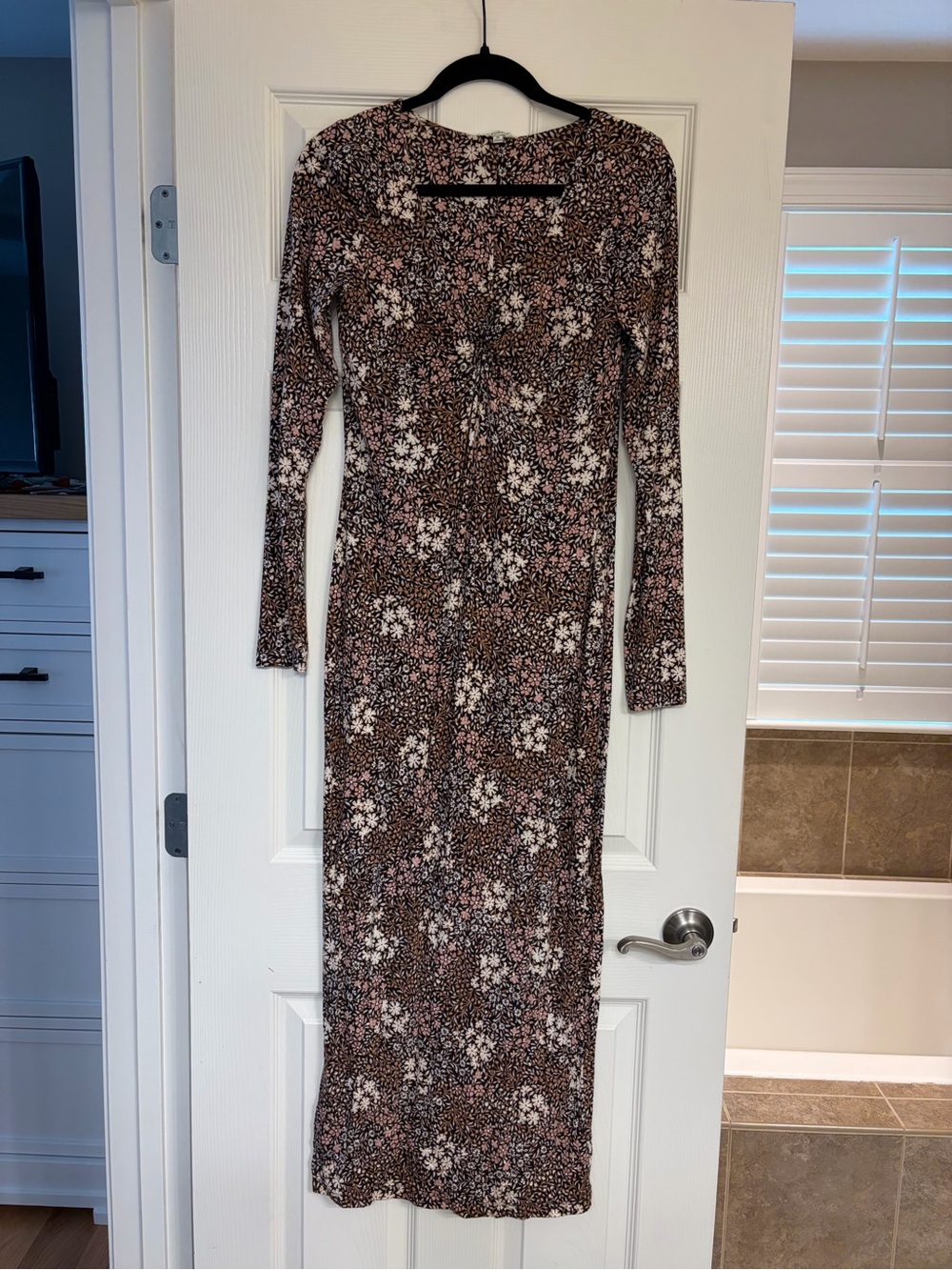 Z Supply Brown Floral Long Sleeve Maxi Dress